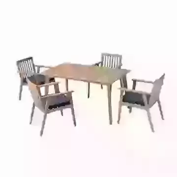 Acacia Wood Rectangular Outdoor Dining Table and 4 Chairs